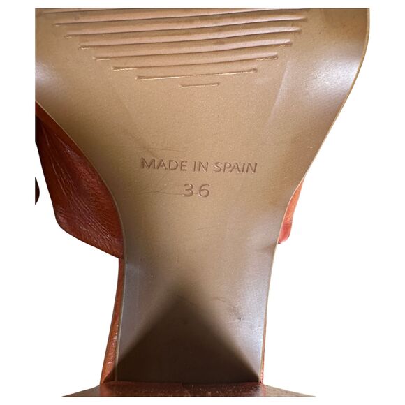 L'intervalle Spain Orange Square Toe Chunky Heel Sandal Heels Size EU 36 US 6 - Picture 3 of 9